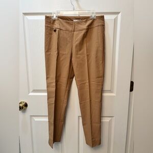 Peck & Peck Petite Tan Slim Fit Pants